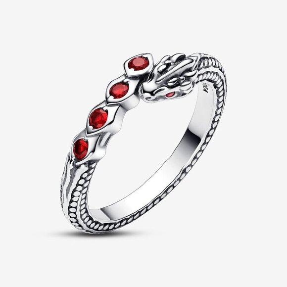 Women's Game of Thrones Dragon Sparkling Sterling Silver Ring Red Stones Glamour - Picture 2 of 5
